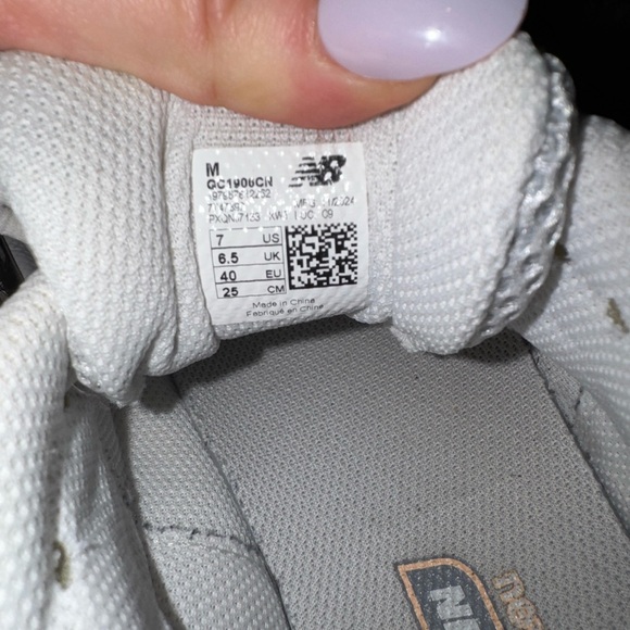 New Balance White, Peach & Silver Mesh Athletic Sneakers - Picture 6 of 6